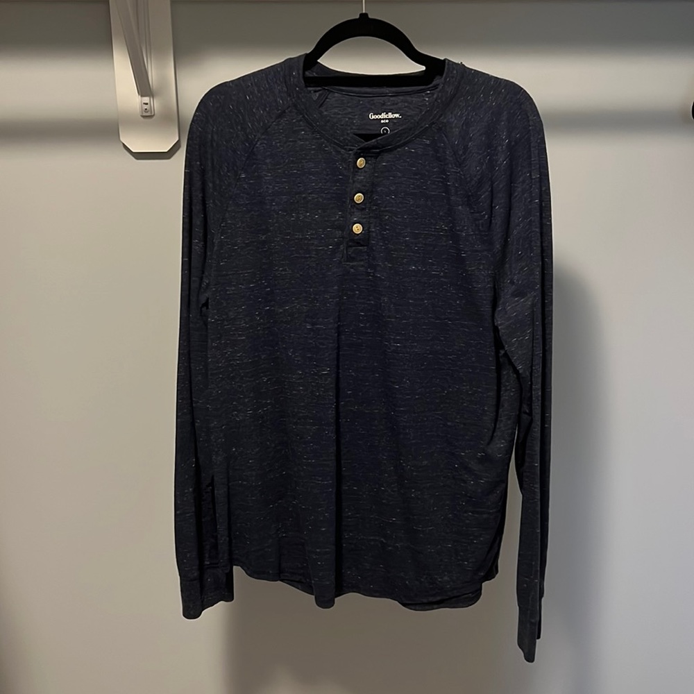 Men’s Henley | Heather Navy Blue